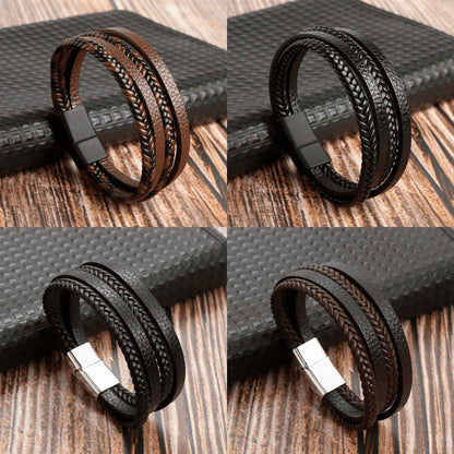 Top-Notch Leather Wristband for Blokes - Stylish Bling with Gems and Charms