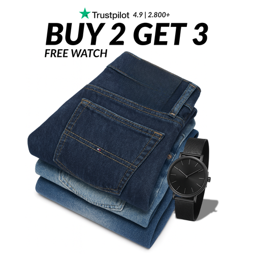 3-Pack Straight-Leg Jeans – Buy 2, Get 3 + Free Watch