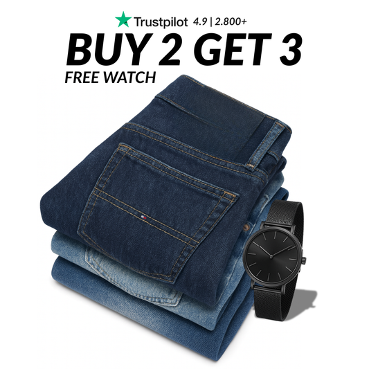 3-Pack Straight-Leg Jeans – Buy 2, Get 3 + Free Watch