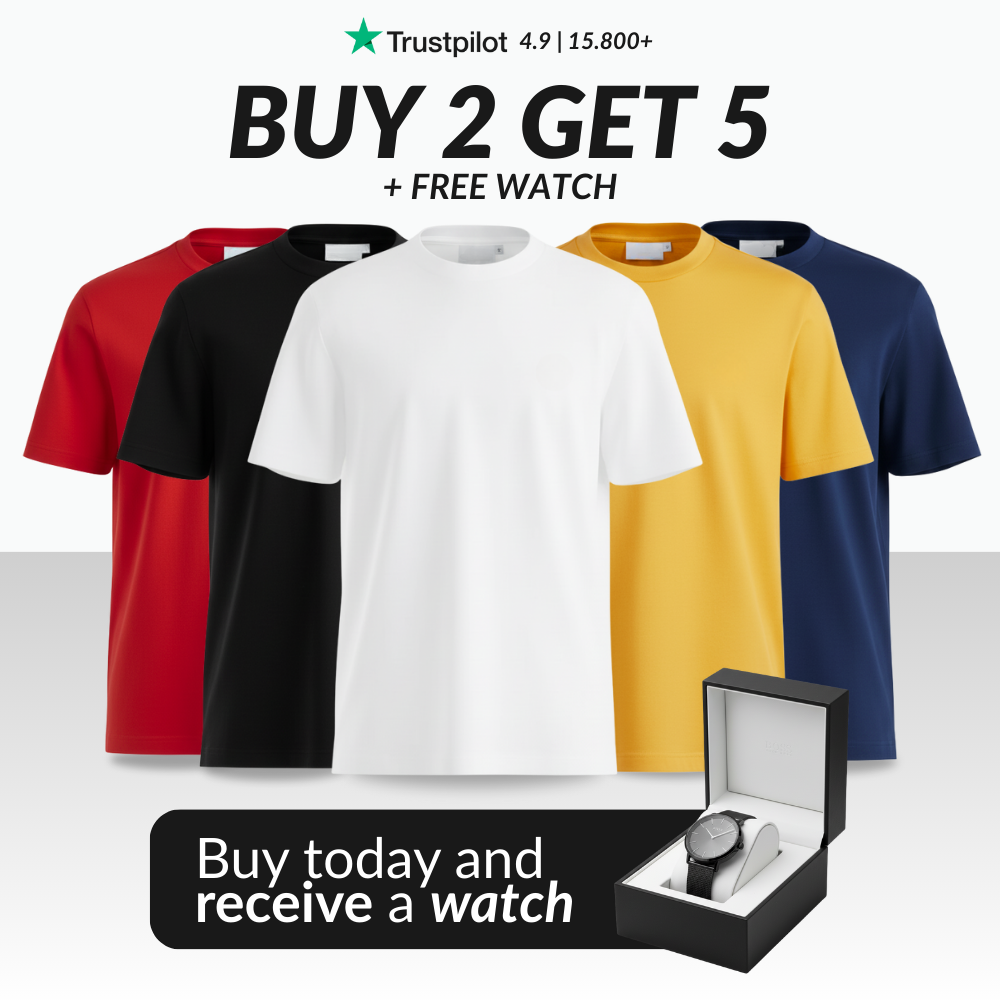 SET OF 5 ESSENTIAL T-SHIRTS [BUY 2, GET 5] + FREE WATCH