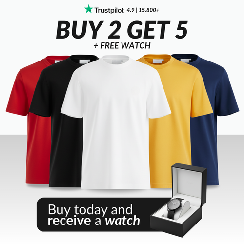 SET OF 5 ESSENTIAL T-SHIRTS [BUY 2, GET 5] + FREE WATCH