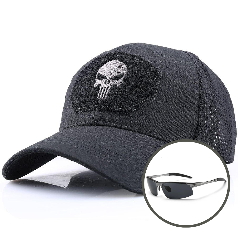 Camouflage Skull Tactical Cap & Shades Combo